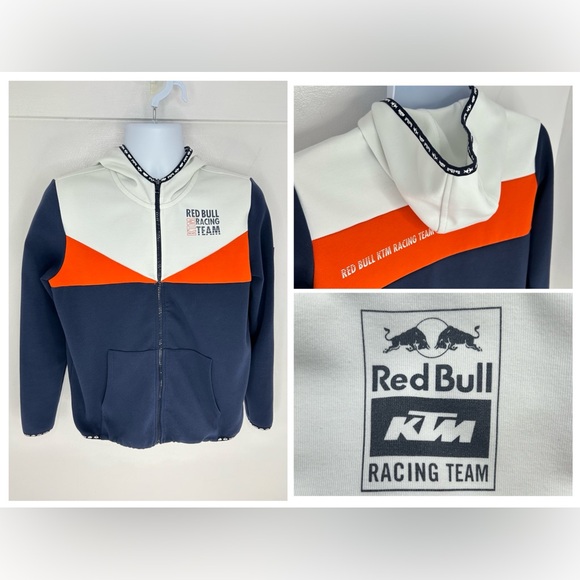 Red Bull KTM Racing Team Full Zip Hoodie Sweatshirt Size Medium‎ Moto Colorblock - Picture 1 of 15